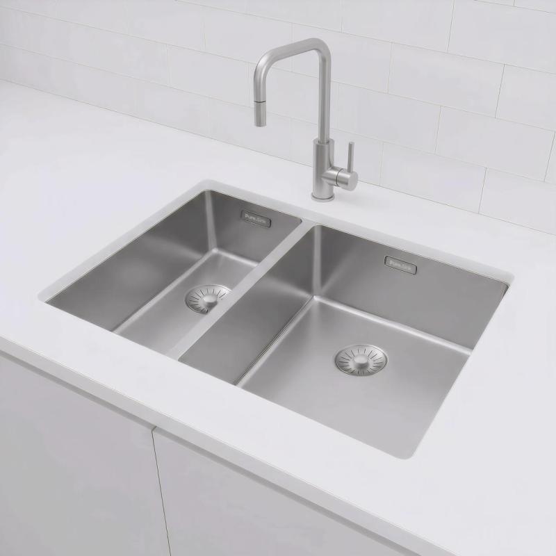 Pure.Sink Exclusivo RVS 1,5 pol in pol umivalnik 18+34 cm 10mm radij PEX183440-02