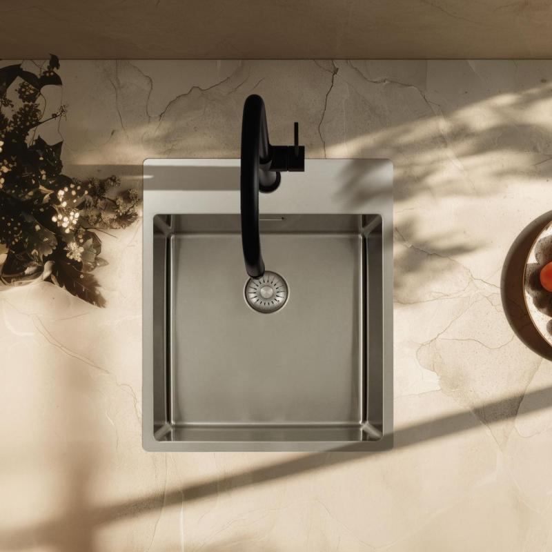 Pure.Sink Exclusivo RVS umivalnik 44x52 cm Tapwing z luknjo za pipo 10mm radius PEX4040T-02