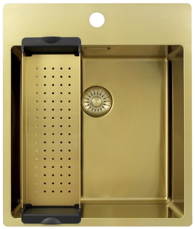 Pure.Sink Exclusivo Zlato korito 44x52 cm Tapwing z odprtino za pipo 10mm radius PEX4040T-60