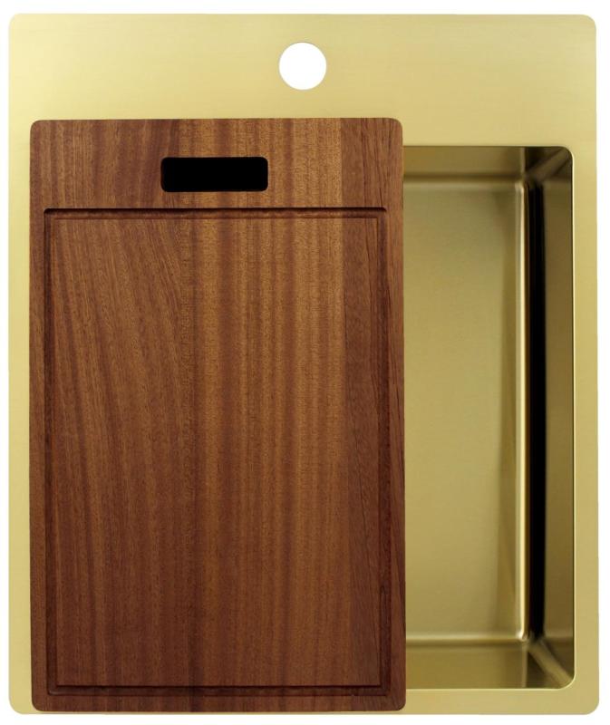 Pure.Sink Exclusivo Zlato korito 44x52 cm Tapwing z odprtino za pipo 10mm radius PEX4040T-60