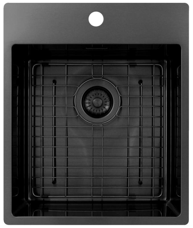 Pure.Sink Exclusivo Gun Metal umivalnik 44x52 cm Tapwing z luknjo za pipe 10mm radius PEX4040T-61