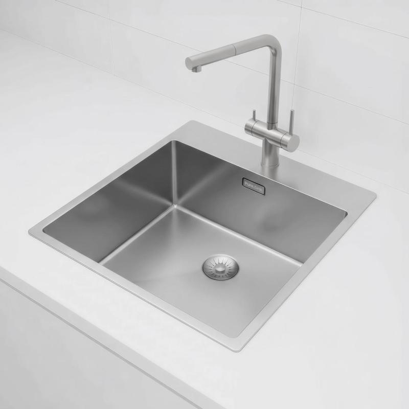 Pure.Sink Exclusivo RVS umivalnik 49x52 cm Tapwing z luknjo za pipo, radij 10mm PEX4540T-02