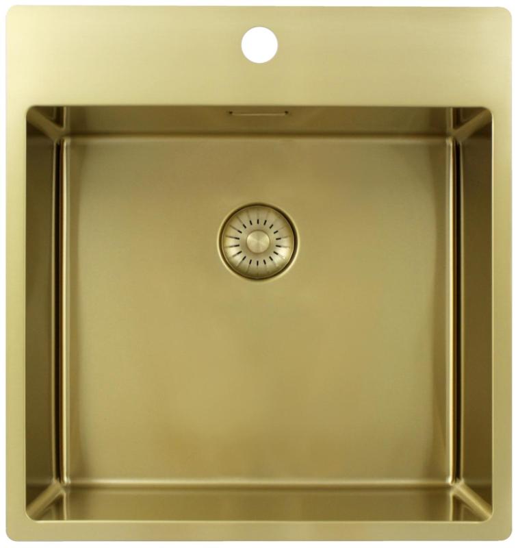 Pure.Sink Exclusivo Zlato umivalnik 49x52 cm Tapwing z luknjo za pipo 10mm radius PEX4540T-60