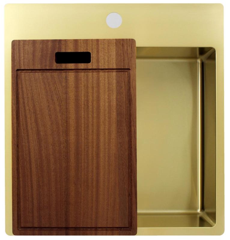 Pure.Sink Exclusivo Zlato umivalnik 49x52 cm Tapwing z luknjo za pipo 10mm radius PEX4540T-60