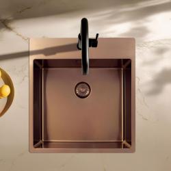 Pure.Sink Exclusivo bakreno pomivalno korito 49x52 cm Tapwing z odprtino za pipo 10mm radius PEX4540T-62
