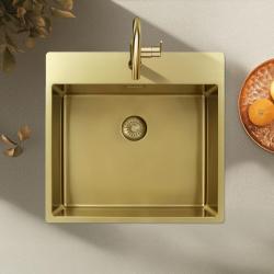 Pure.Sink Exclusivo Zlato umivalnik 54x52 cm Tapwing z odprtino za pipo 10mm radius PEX5040T-60
