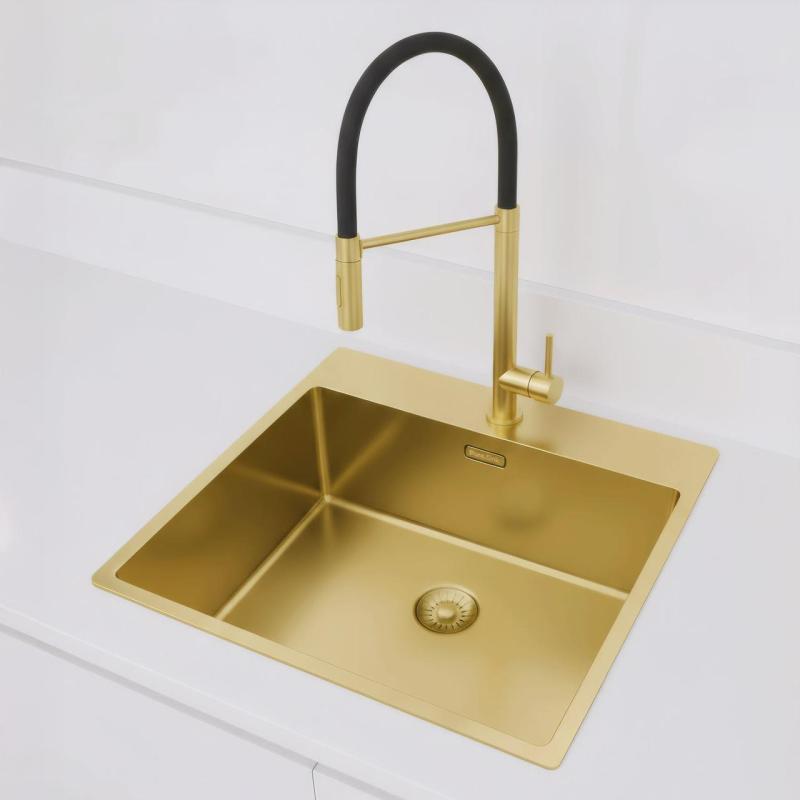 Pure.Sink Exclusivo Zlato umivalnik 54x52 cm Tapwing z odprtino za pipo 10mm radius PEX5040T-60