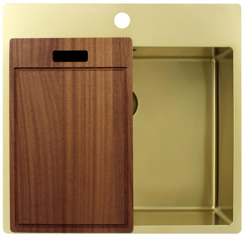 Pure.Sink Exclusivo Zlato umivalnik 54x52 cm Tapwing z odprtino za pipo 10mm radius PEX5040T-60