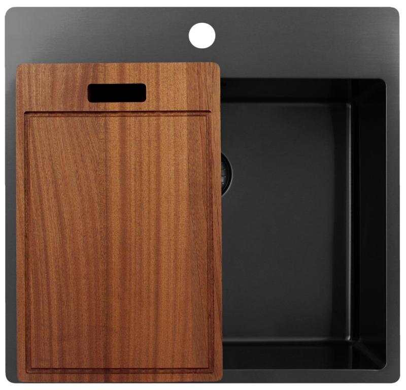 Pure.Sink Exclusivo Gun Metal pomivalno korito 54x52 cm Tapwing z odprtino za pipo 10mm polmer PEX5040T-61