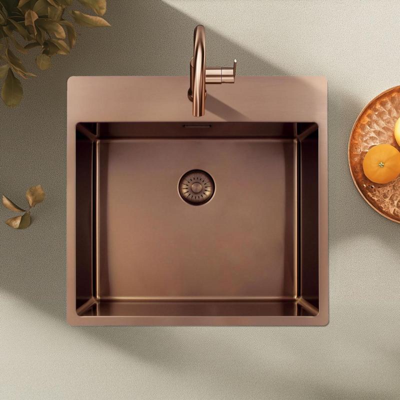 Pure.Sink Exclusivo Bakreni umivalnik 54x52 cm Tapwing z luknjo za pipo 10mm radius PEX5040T-62