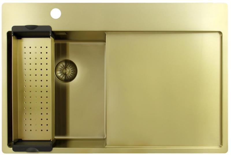 Pure.Sink Exclusivo Zlata majhna pomivalna korita z odkapnim delom 78x52 cm Tapwing levo PEX3478LT-60