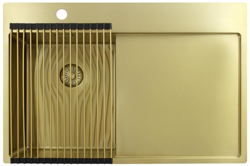 Pure.Sink Exclusivo Zlata majhna pomivalna korita z odkapnim delom 78x52 cm Tapwing levo PEX3478LT-60