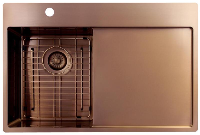 Pure.Sink Exclusivo Bakreni majhen pomivalni korito z odcejalnikom 78x52 cm Tapwing levo PEX3478LT-62