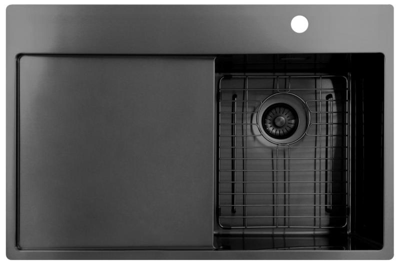 Pure.Sink Exclusivo Gun Metal majhno korito z odcejalnikom 78x52 cm Tapwing desno PEX3478RT-61