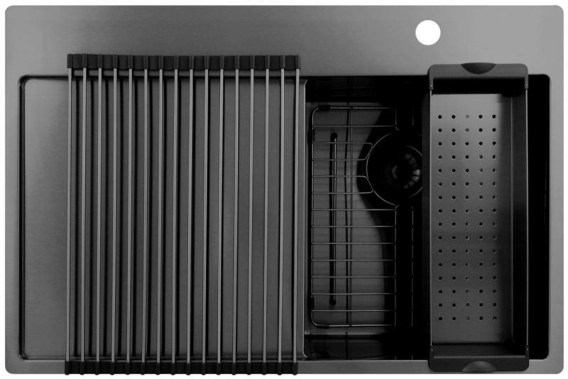 Pure.Sink Exclusivo Gun Metal majhno korito z odcejalnikom 78x52 cm Tapwing desno PEX3478RT-61