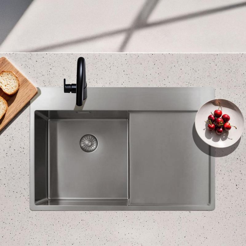 Pure.Sink Exclusivo RVS umivalnik z odcejalnikom 78x52 cm Tapwing levo PEX4078LT-02