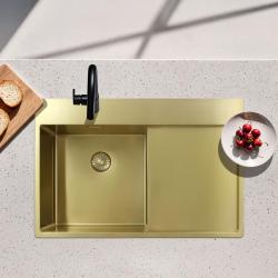 Pure.Sink Exclusivo Zlato pomivalno korito z odcejalnim delom 78x52 cm Tapwing levo PEX4078LT-60