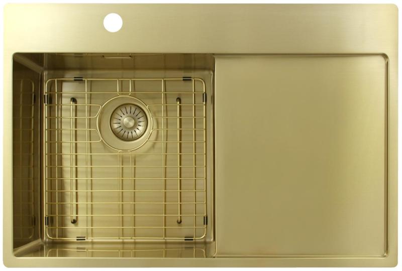 Pure.Sink Exclusivo Zlata pomivalna korita z odkapnim delom 78x52 cm Tapwing levo PEX4078LT-60