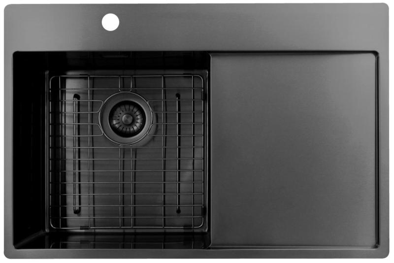 Pure.Sink Exclusivo Gun Metal umivalnik z odcejalnim delom 78x52 cm Tapwing levo PEX4078LT-61