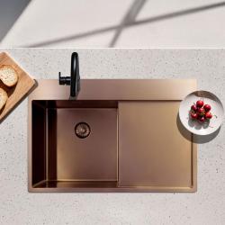 Pure.Sink Exclusivo Bakreni umivalnik z odcejalnikom 78x52 cm Tapwing levo PEX4078LT-62