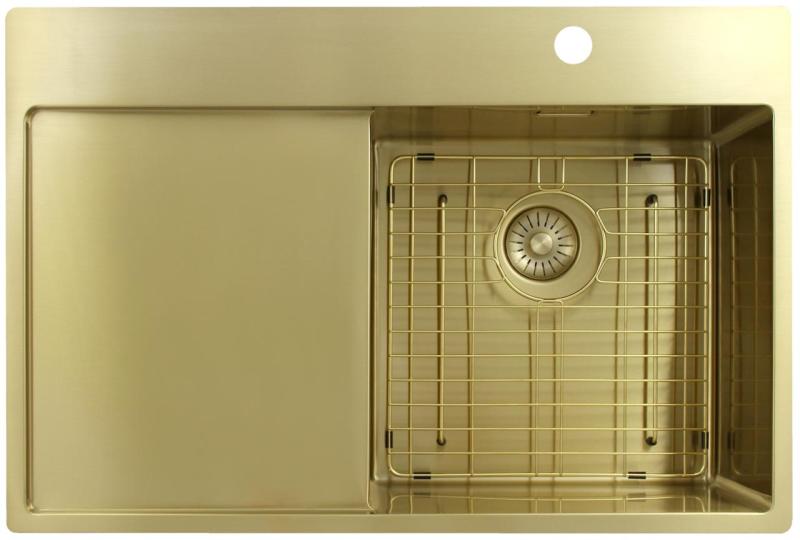 Pure.Sink Exclusivo Zlata pomivalna korita z odkapnim delom 78x52 cm Tapwing desno PEX4078RT-60