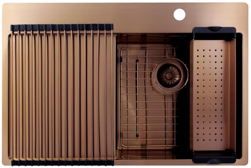 Pure.Sink Exclusivo Bakreni umivalnik z odcejalnim delom 78x52 cm Tapwing desno PEX4078RT-62