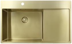 Pure.Sink Exclusivo Zlati pomivalni korito z odcejalnikom 86x52 cm Tapwing levo PEX5086LT-60