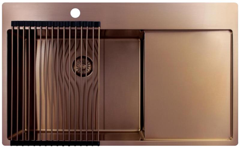 Pure.Sink Exclusivo Bakreni umivalnik z odcejevalnim delom 86x52 cm Tapwing na levi strani PEX5086LT-62