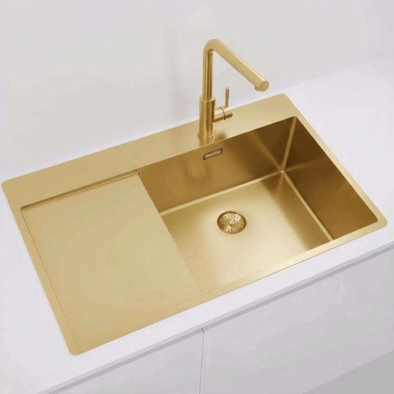 Pure.Sink Exclusivo Zlato umivalnik z odcejalnikom 86x52 cm Tapwing desno PEX5086RT-60