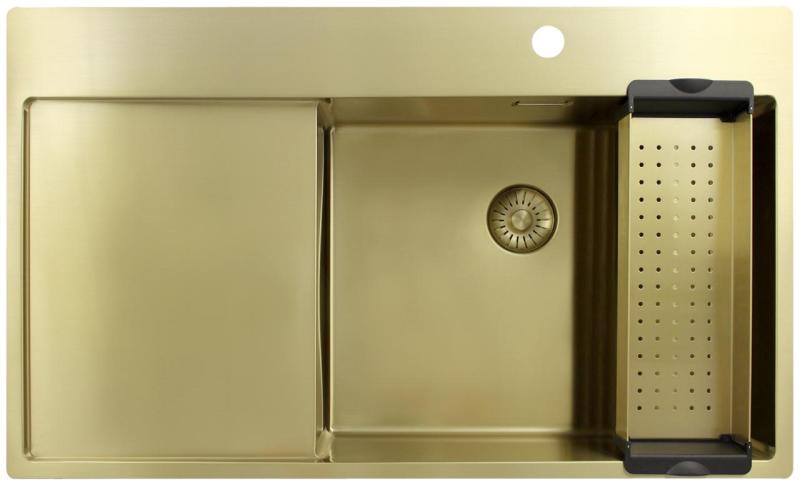 Pure.Sink Exclusivo Zlato umivalnik z odcejalnikom 86x52 cm Tapwing desno PEX5086RT-60