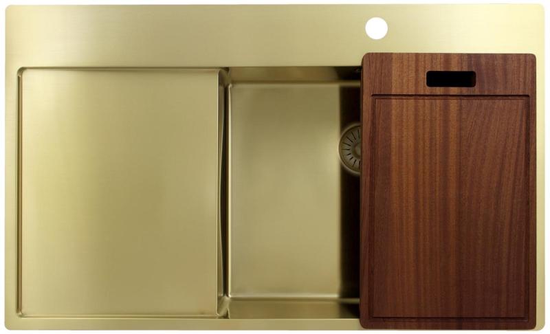 Pure.Sink Exclusivo Zlato umivalnik z odcejalnikom 86x52 cm Tapwing desno PEX5086RT-60