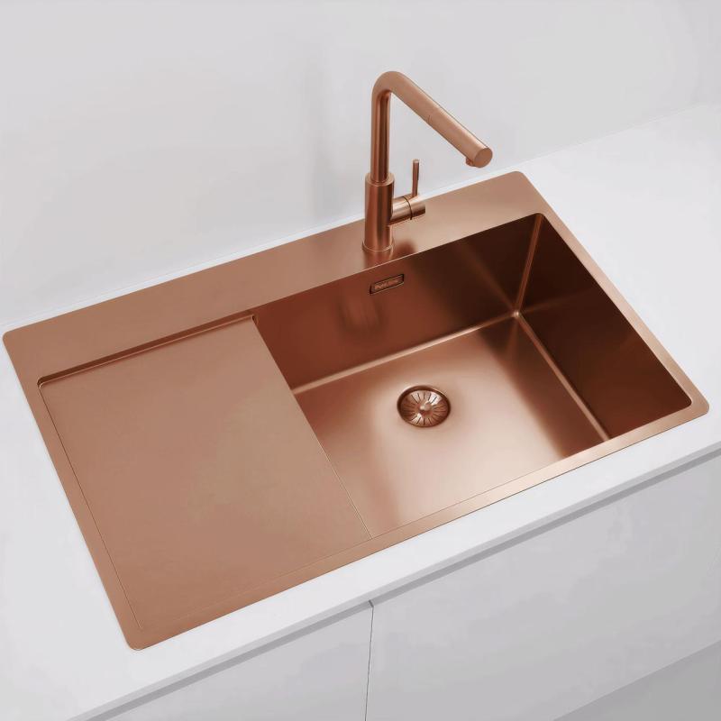 Pure.Sink Exclusivo Bakreni umivalnik z odcejalnikom 86x52 cm Tapwing desno PEX5086RT-62