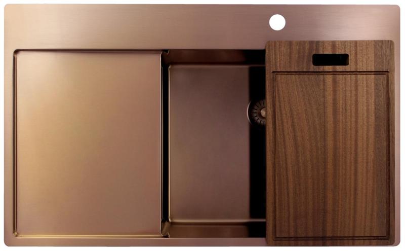 Pure.Sink Exclusivo Bakreni umivalnik z odcejalnikom 86x52 cm Tapwing desno PEX5086RT-62