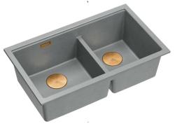 Quadri Newport II Dvojno Sivi Granitni Nadgradni Umivalnik 76x45 cm z Bakreno Zaporko 1208971360