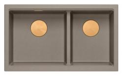 Quadri Newport II Dvojno Taupe Granitni Nadgradni Umivalnik 76x45 cm z Bakrenim čepom 1208971362