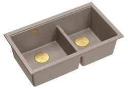 Quadri Newport II Dvojno Taupe Granitni Nadgradni Korito 76x45 cm z Zlatim zamaškom 1208971367