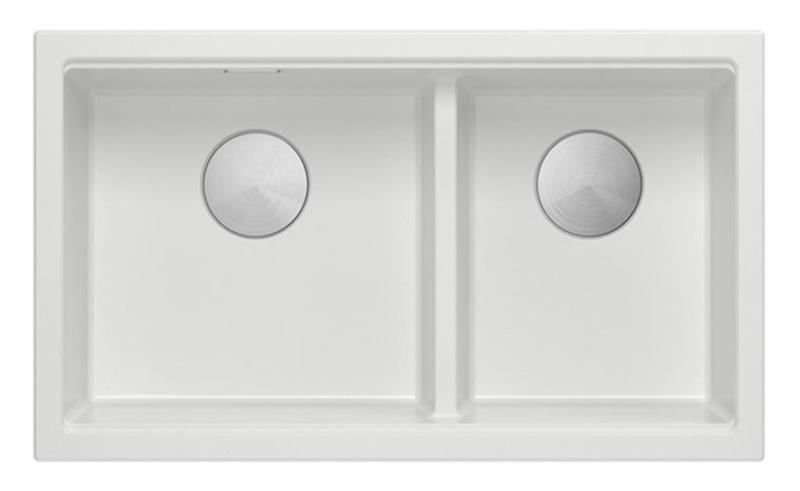 Quadri Newport II Dvojni Beli Granitni Nadgradni Umivalnik 76x45 cm z RVS čepom 1208971368