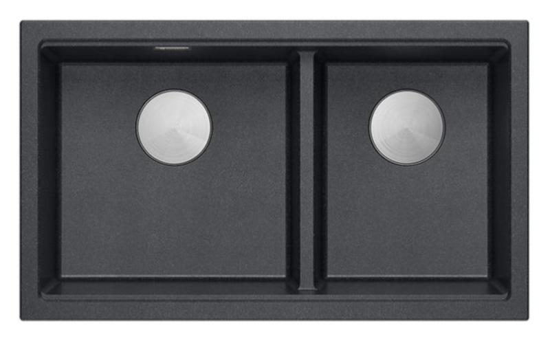 Quadri Newport II Dvojno Antracitno Granitno Nadgradno Korito 76x45 cm z RVS čepom 1208971369