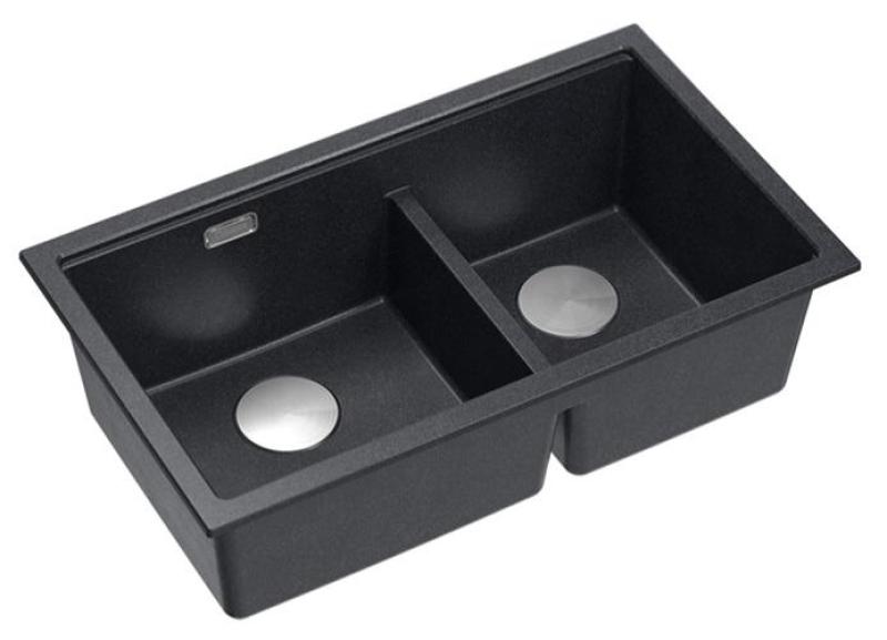 Quadri Newport II Dvojno Antracitno Granitno Nadgradno Korito 76x45 cm z RVS čepom 1208971369