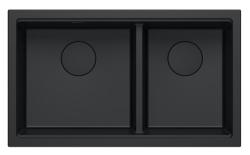 Quadri Newport II Dvojno Črno Granitno Površinsko Korito 76x45 cm s Črnim čepom 1208971371