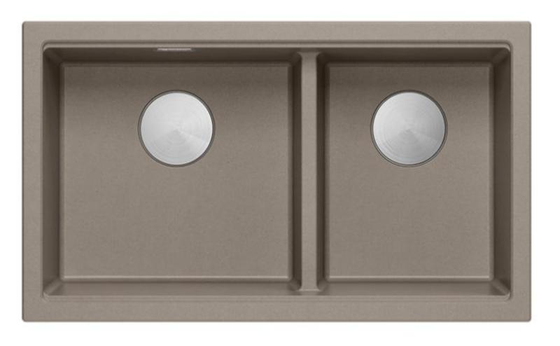 Quadri Newport II Dvojno Taupe Granitni Nadgradni Umivalnik 76x45 cm z RVS čepom 1208971372
