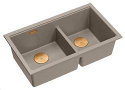 Quadri Newport II Dvojno Taupe Granitno Podpultno Korito 702 x 390 mm z Bakreno Zaporko 1208971377