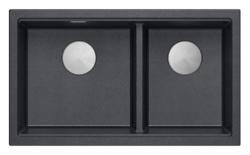 Quadri Newport II Dvojno Antracitni Granitni Vgradni Umivalnik 702 x 390 mm z RVS čepom 1208971384