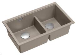 Quadri Newport II Dvojno Taupe Granit Podgradno Korito 702 x 390 mm z RVS zamaškom 1208971387