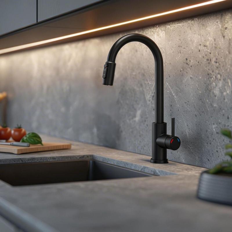 Quadri Viora Kuhinjska mešalna pipa Črna 3-pot z dodatnim priključkom za filtrirano vodo 1208971403