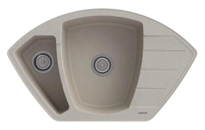 Graniteland Monte Granitni bež kotni umivalnik za montažo 901x538mm z RVS čepom 1208971414