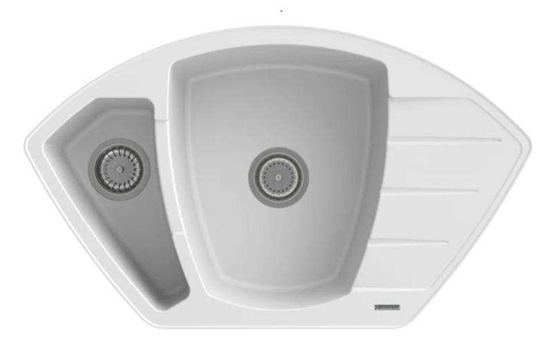 Graniteland Monte Granitni beli kotni pomivalnik za montažo 901x538mm z RVS zamaškom 1208971415