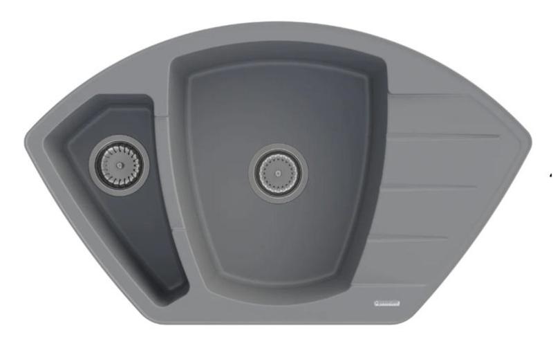 Graniteland Monte Granitni sivi kotni umivalnik za vgradnjo 901x538mm z RVS čepom 1208971416