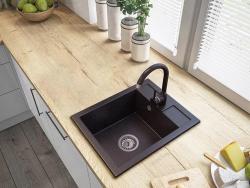 Graniteland Prest Granitni Arduin trdi kamen videz umivalnik Tapwing z luknjo za pipo nadgradnja 400x500mm z RVS čepom 1208971420