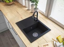 Graniteland Nex Granitno črno pomivalno korito z odcejevalnikom 574x464 mm 1208971428